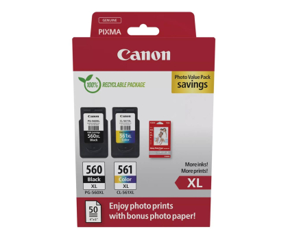 Tusz CANON Zestaw 2 tuszów PG-560XL + CL-561XL + papier foto 50 szt 3712C008